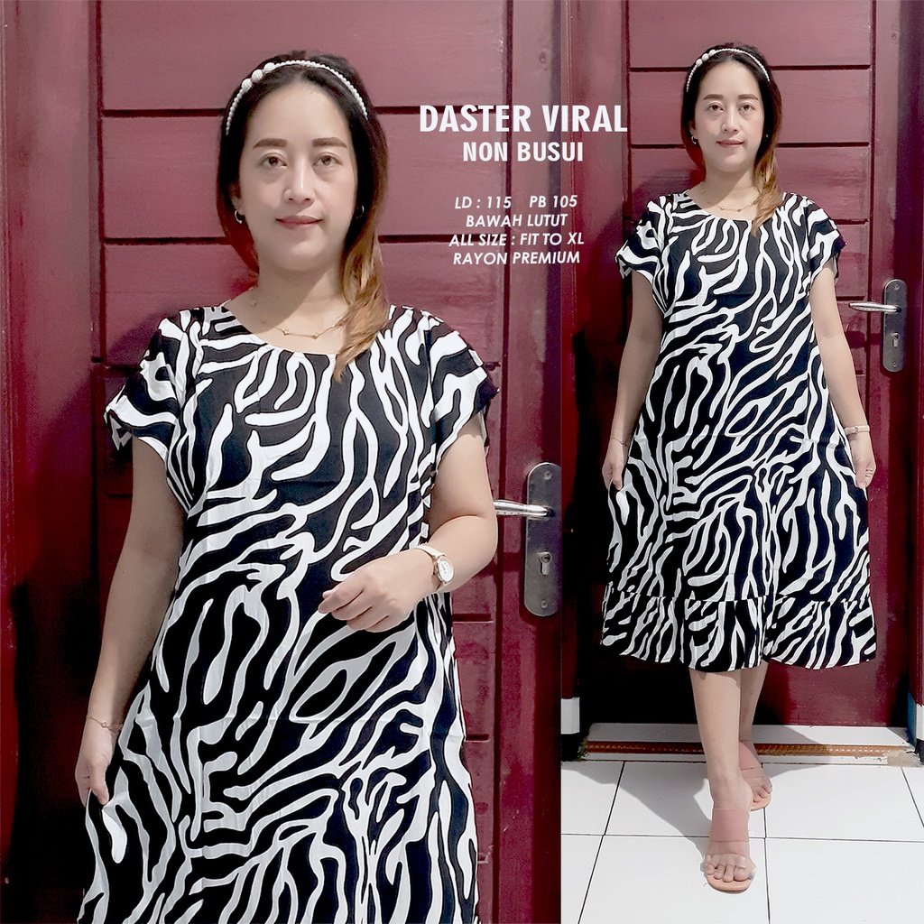 DASTER RUFFLE | DASTER VIRAL MOTIF | DASTER KEKINIAN | DASTER RAYON MURAH BAWAH LUTUT NON BUSUI-MOTIF 34