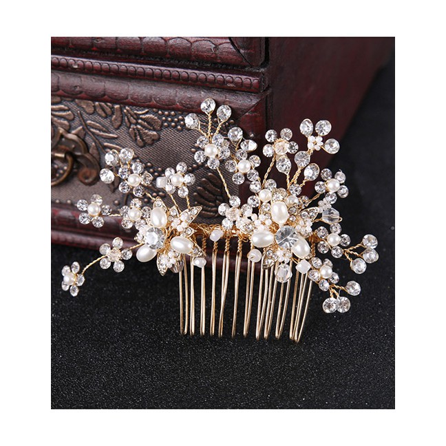 LRC Aksesoris Rambut Fashion Gold Color Flower Shape Decorated Hair