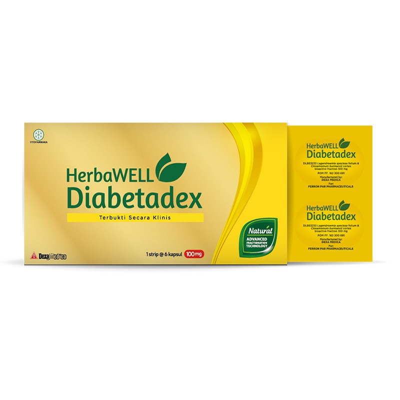 

HERBAWELL DIABETADEX OBAT DIABETES 1 STRIP isi 6 Tablet
