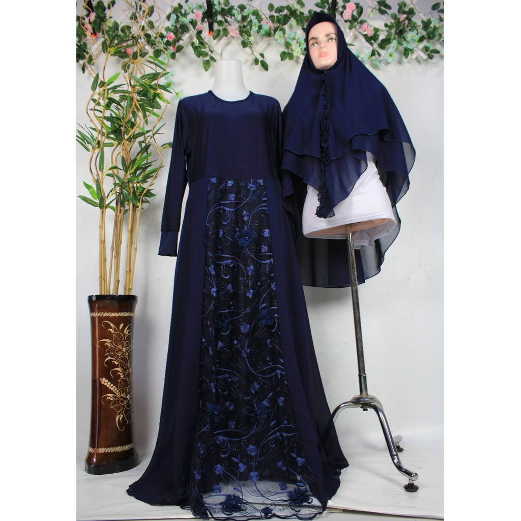 Gamis set ceruty BROKAT BRUKAT PESTA MEWAH  Shena bordir muslim fashion islami wanita pesta TILE