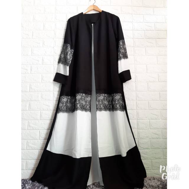 Abaya renda bahan Moscrepe/abaya outer /gamis abaya