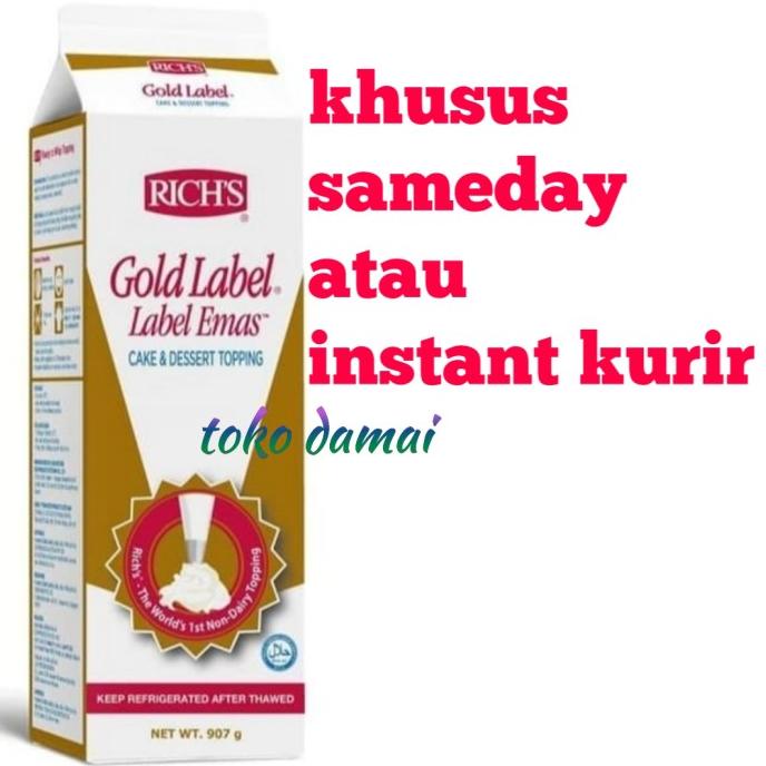 

(BISA COD) wipping cream rich gold label 907gr(khusus kurir sameday/instant)