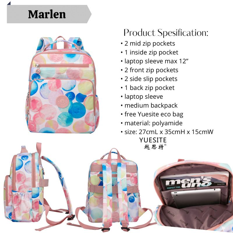 YUESITE MARLEN TAS RANSEL LAPTOP ORIGINAL BACKPACK CYUTEBAGS