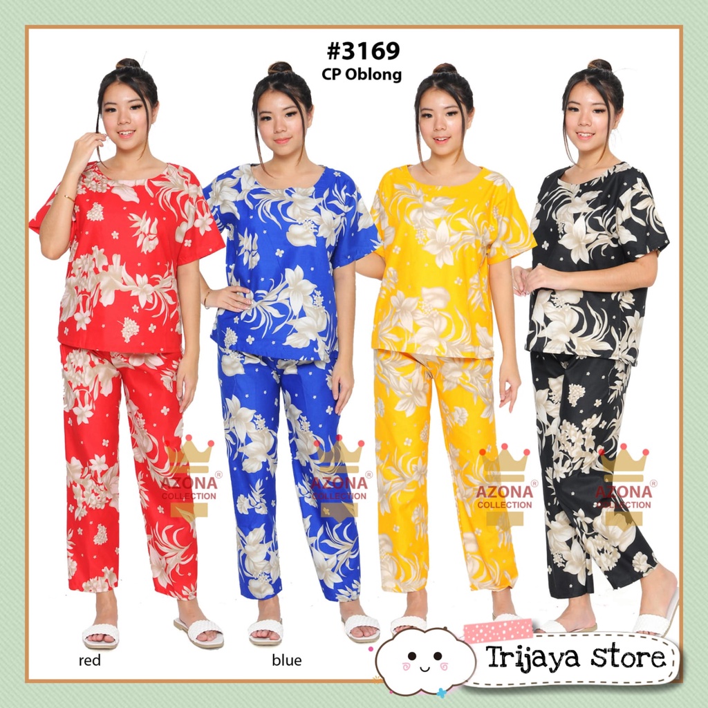 Trijaya . piyama wanita dewasa cp oblong bunga motif bunga / one set baju tidur celana panjang