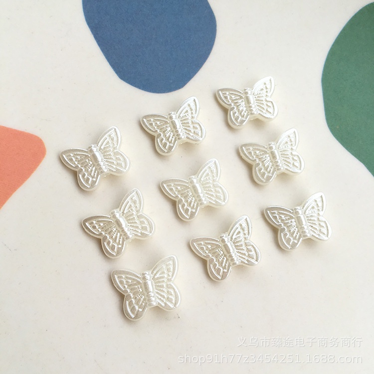 30pcs Manik-Manik Mutiara Imitasi Bentuk Kupu-Kupu Ukuran 11x14mm Untuk Membuat Perhiasan DIY