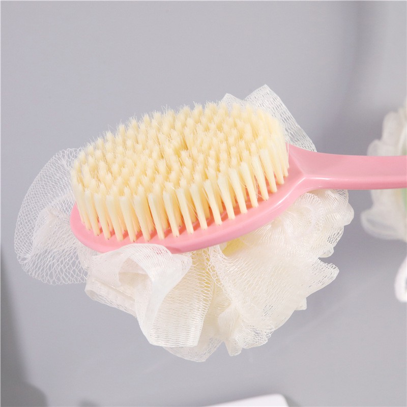 [CLASHOP]2 in 1 Body Bath Brush / Tongkat Sikat Badan Punggung Mandi Spons Puff Gagang Panjang +