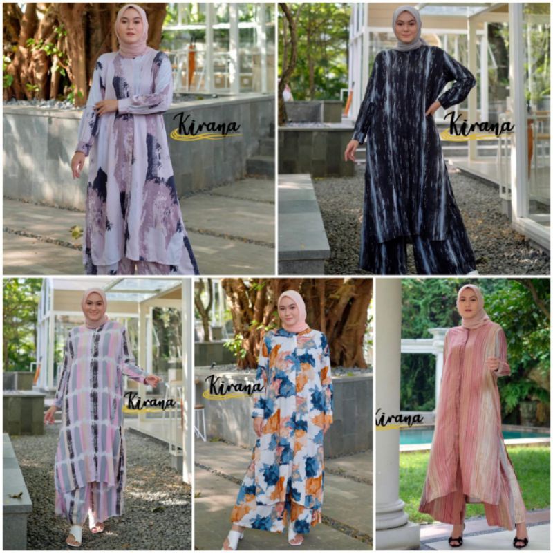 BENAZIR BLOOMY SET By Kirana sandhi ONE SET (Kulot+Tunik) Adem Murah Kekinian Bestseller Terlaris