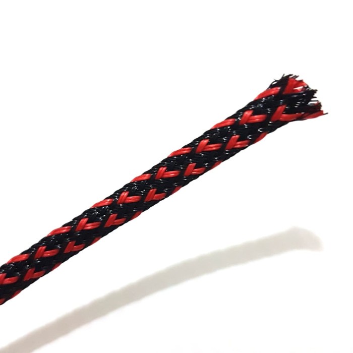 Pembungkus Kabel 8 mm Hitam Merah Cable Sleeve braided nylon