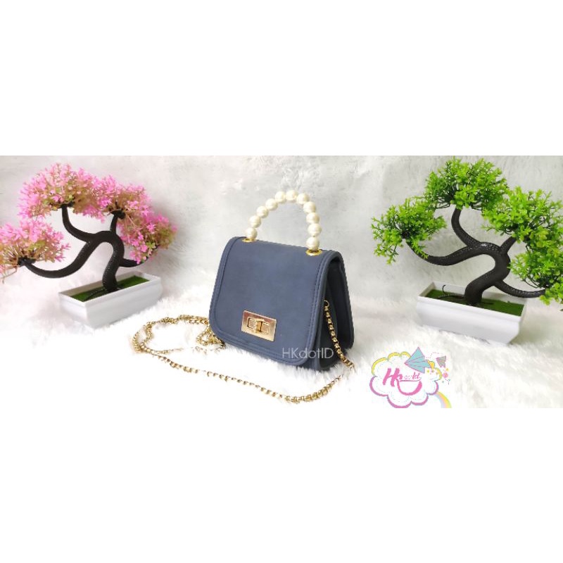 Tas wanita tali mutiara / tas kecil / Hand bag / fashion wanita / navi real pict / tas murah