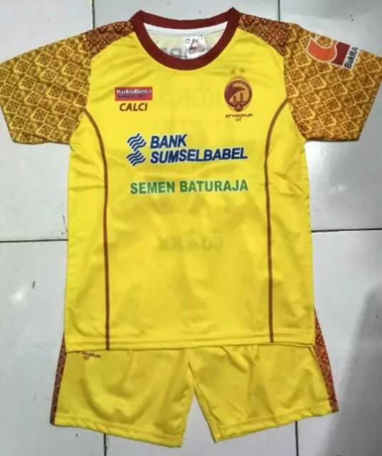 Jersey Kids Anak Sriwijaya FC Home Liga Gojek 2018 Kuning Printing Setelan Lokal