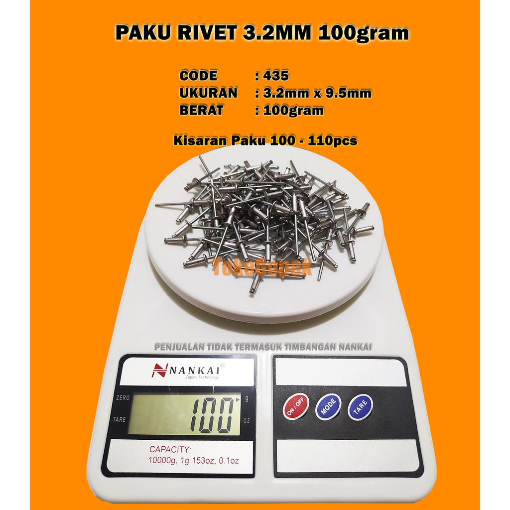 PAKU RIVET 3.2MM X 9.5MM - 100gram