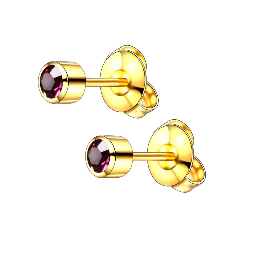 Lily 1pasang 4mm Kristal Telinga Tindik Stud Hypoallergenic Zirconia Hias Anti-Sensitif Stud Earrings