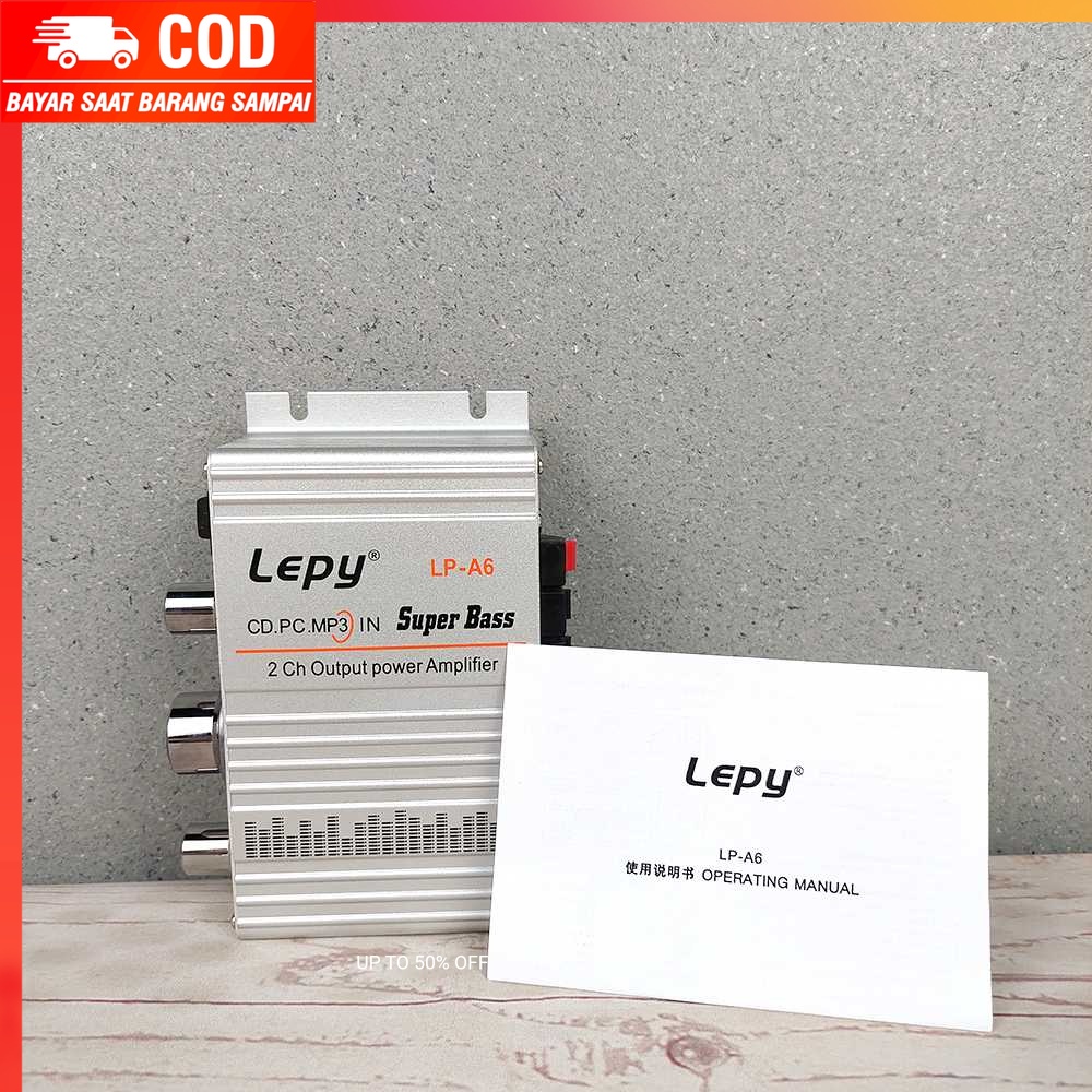 (100% BARANG ORI) Lepy HiFi Mini Stereo Amplifier Treble Bass Booster 2A 12V - LP-A6