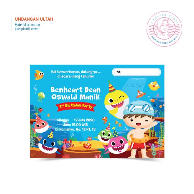 UNDANGAN ULANG TAHUN TEMA BABY SHARK