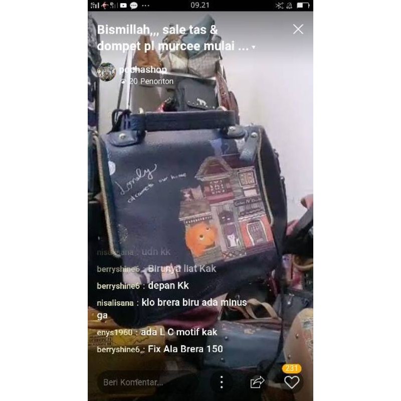 live tas ala brera Dan tas ungu cantik