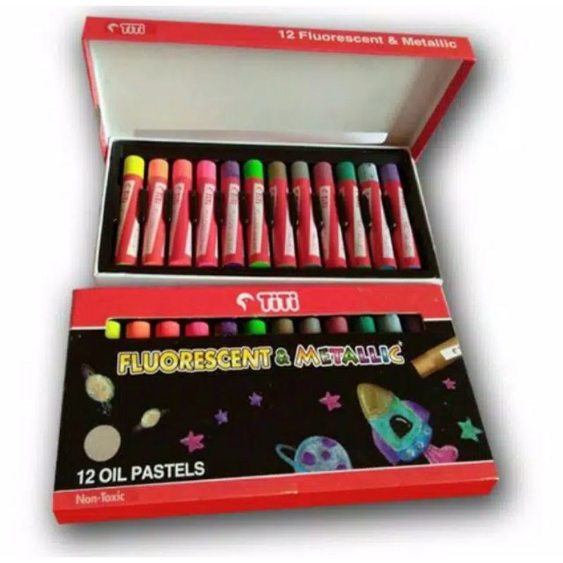 

Crayon Titi Fluorescent & Metallic PL-12FM 12 Warna Oil Pastel Set