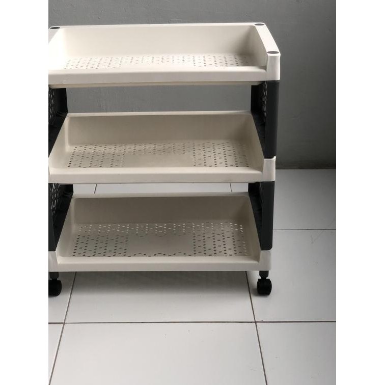 ☈ [MD] Rak Susun Plastik Besar/ Rak Serbaguna/ Multifungsi Susun 3 - Putih ✩