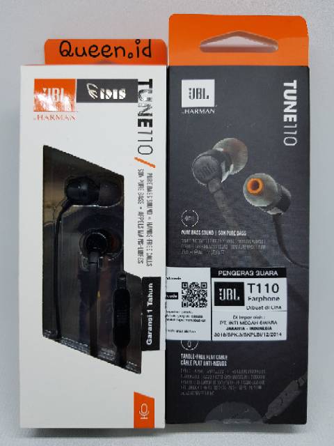 Headset Bluetooth Bass Jbl T110 By Harman - Headset Jbl T110 Original Ims In-Ear Wired Earphone