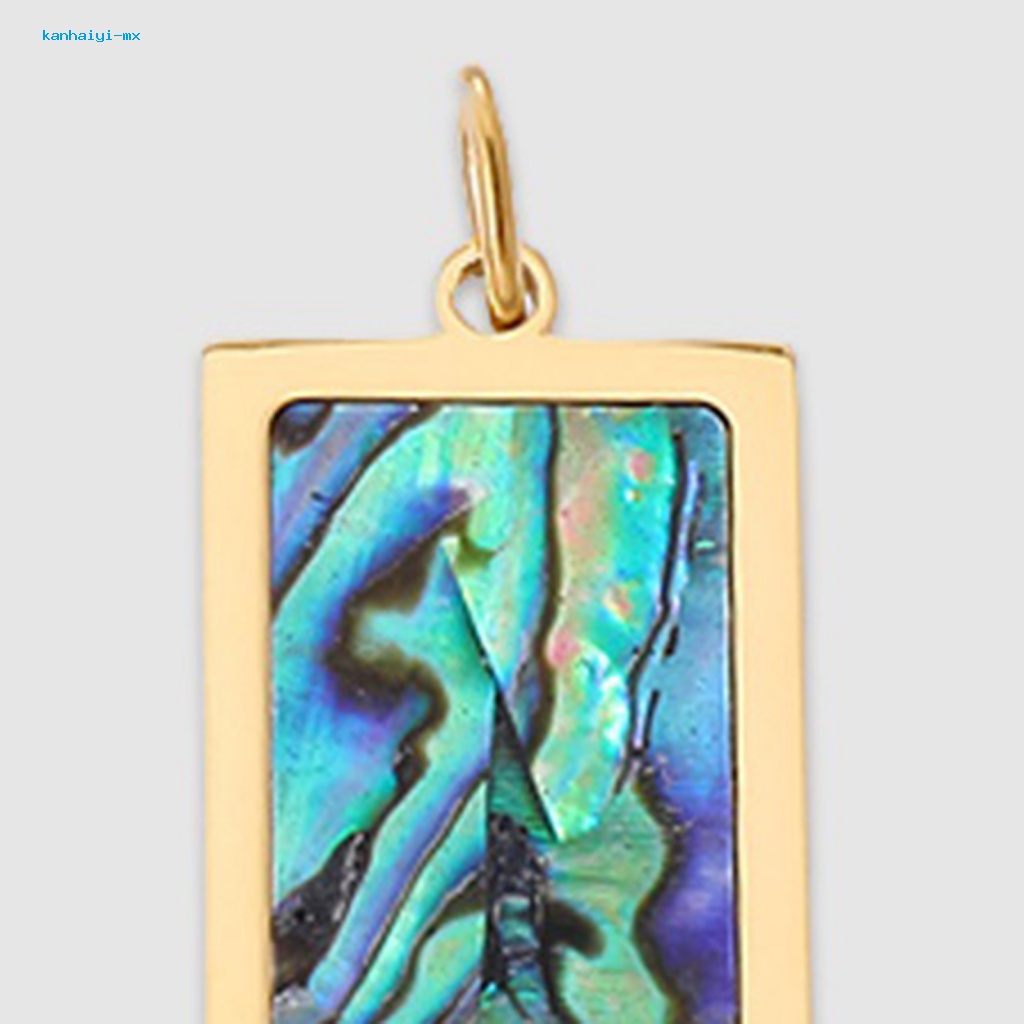 Kalung Charm Abalone Shell Bentuk Persegi Panjang Handmade DIY