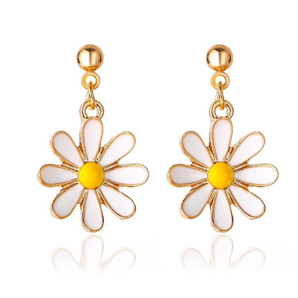 Anting Tindik Wanita Bunga WHITE DAISY Gaya Korea Fashion Flower Women Earring Giwang Gantung Cewek