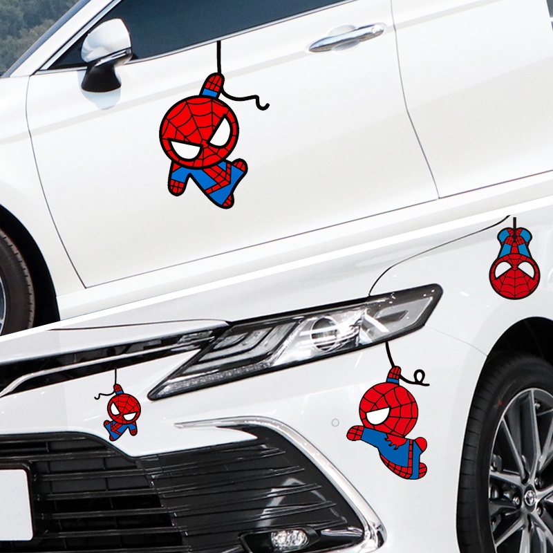 Stiker Mobil Spiderman Stiker Hias Helm Reflektif Kartun Marvel Motoracycle Decal