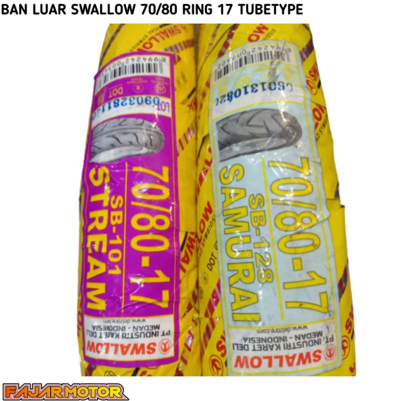 SWALLOW BAN LUAR 70/80-17 SAMURAI STREAM TUBETYPE