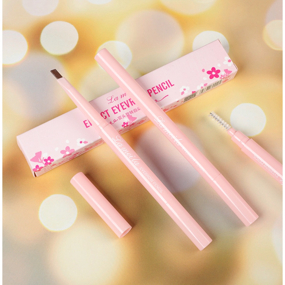 LAMEILA Pensil Alis Original Eyebrow 2 in 1 Kepala Ganda 7 Warna Sakura Pink LA024 2013