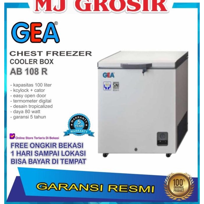 Alat Penyimpanan Makanan Gea Ab 108 R Chest Freezer Box 100L Lemari Pembeku 100 Liter By Gea