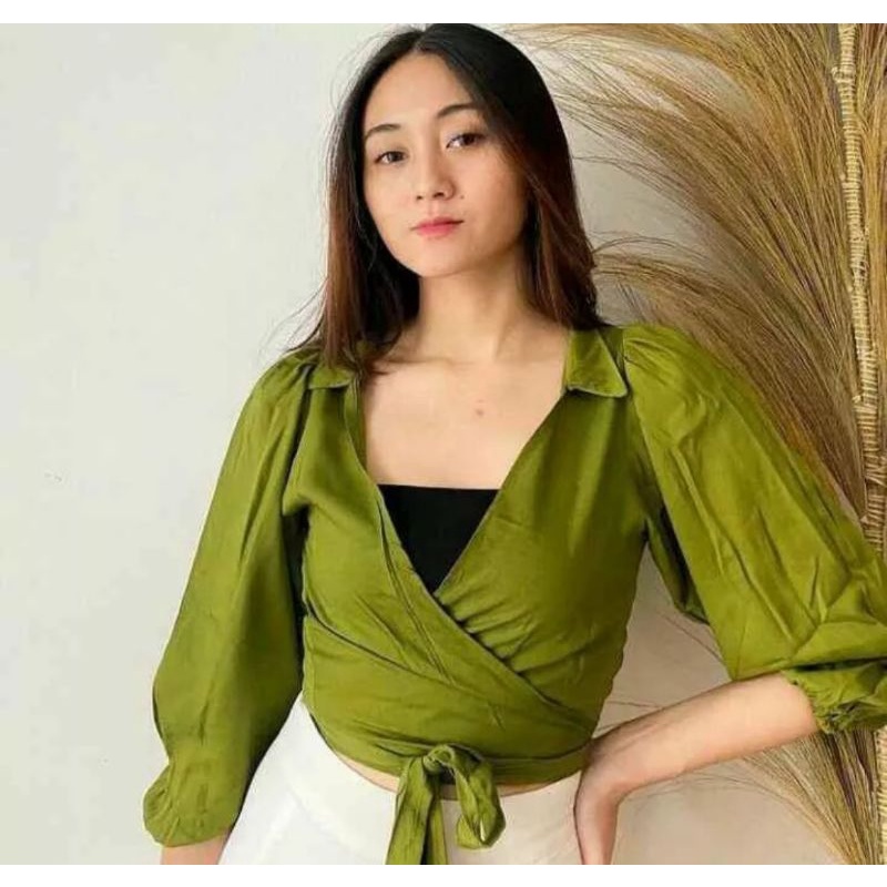 BLOUSE WANITA KOREAN STYLE LAYLA WRAP TOP