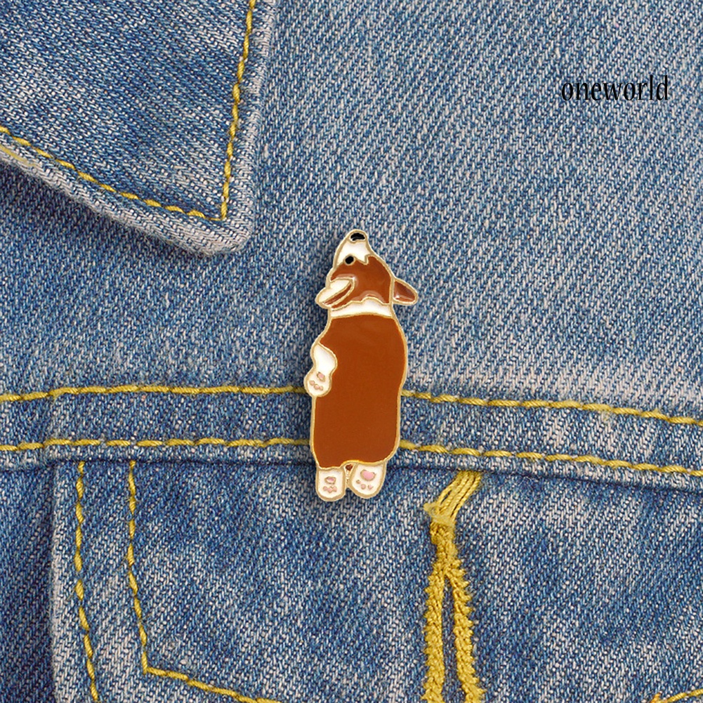 OW@ Cute Corgi Dog Enamel Brooch Pin Unisex Denim Jacket Collar Sweater Scarf Badge