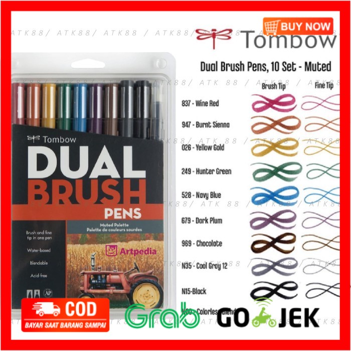 

(BISA COD) Tombow Dual Brush Pen Set 10 - Muted Palette