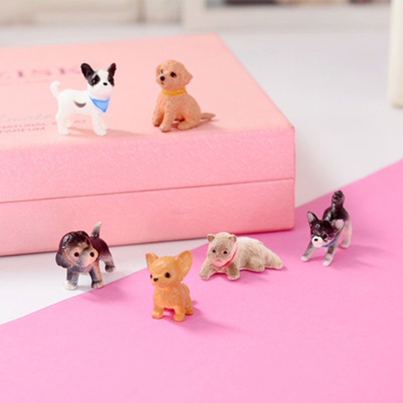 Mary 6pcs Model Angka Resin Anjing Manusia Hidup Kitty Boutique Koleksi Miniatur Doggy Mainan Anak Rumah Boneka Meja Pasir A