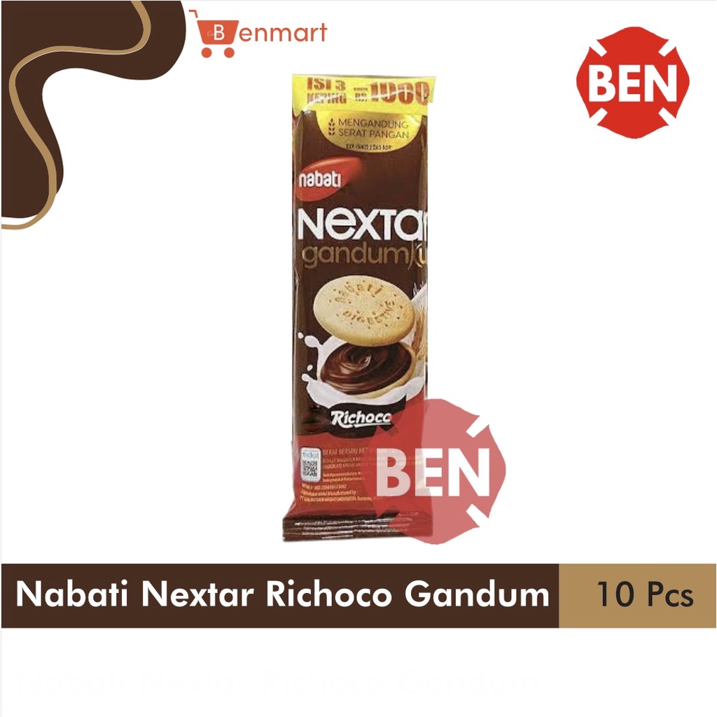 Nabati Nextar Richoco Gandum 1 Pak 10 Pcs Sandwich Chocolate Coklat