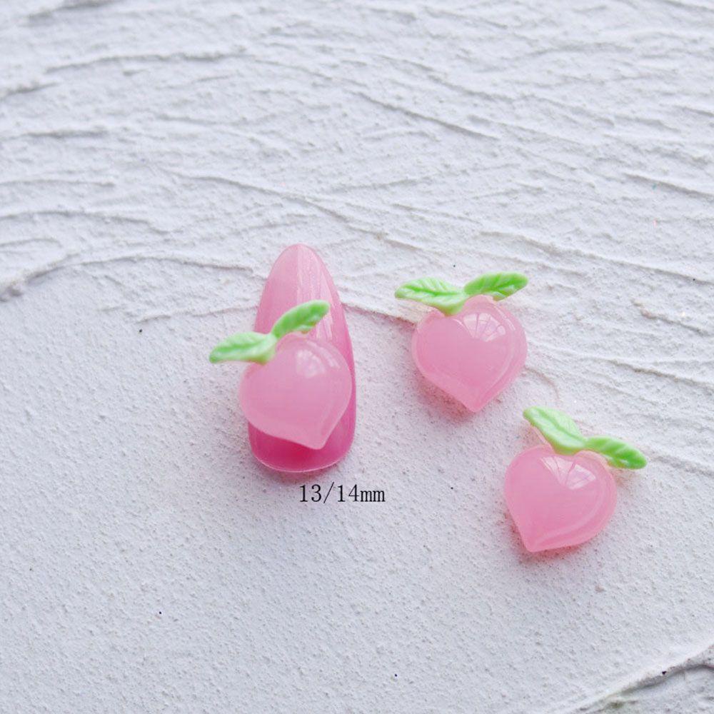 AUGUSTINA Pesona Buah Kuku Agustina Resin Kawaii Strawberry Peach Nanas Manicuring Gems Hiasan Kuku