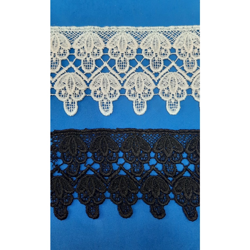 Renda 7cm/Kain Bordir 7cm/Renda Giper/Renda Mukena - (G-10055) Bunga Besar