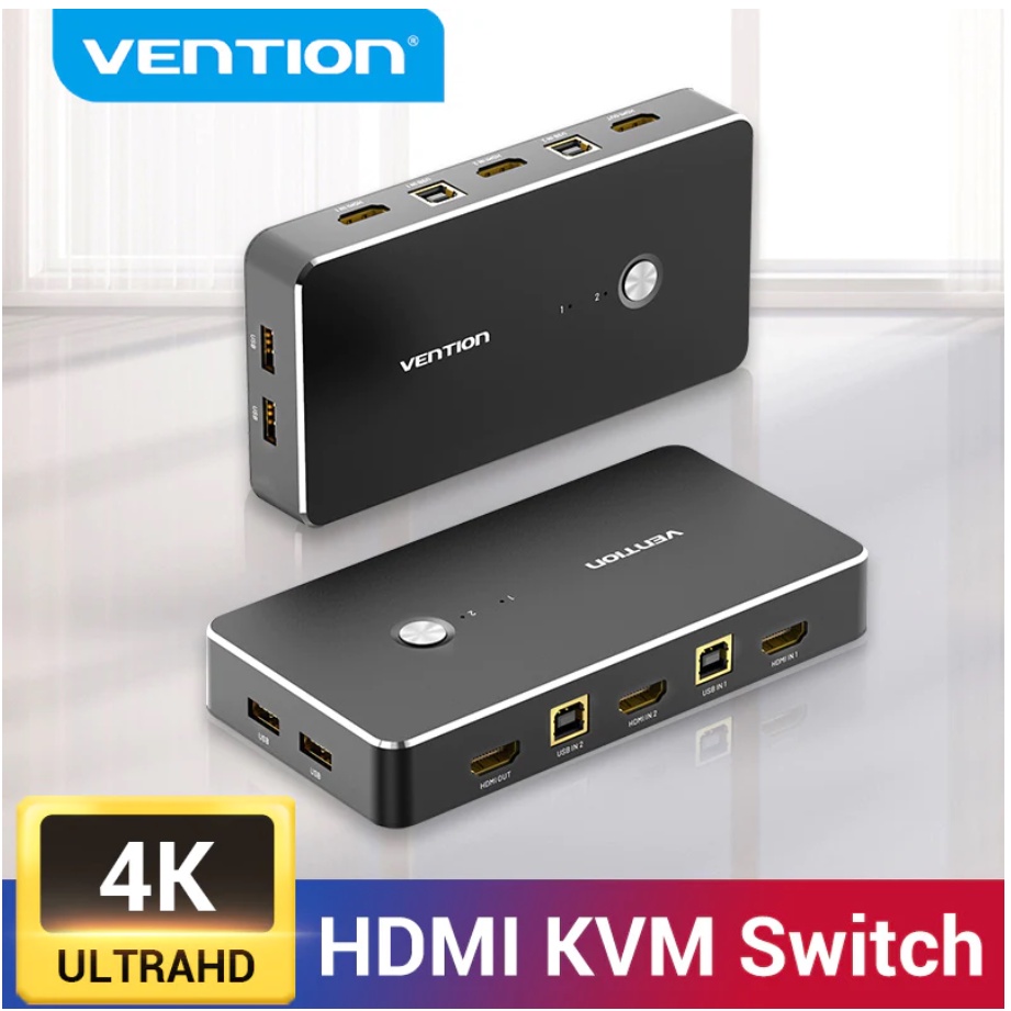 Vention HDMI KVM Switch USB 2.0 Printer Keyboard Mouse 2 In 1 Out