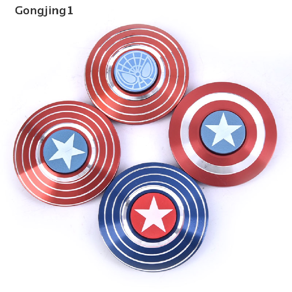 Gongjing1 (cod) Mainan fidget Spinner Bentuk Perisai Captain America Bahan Alloy