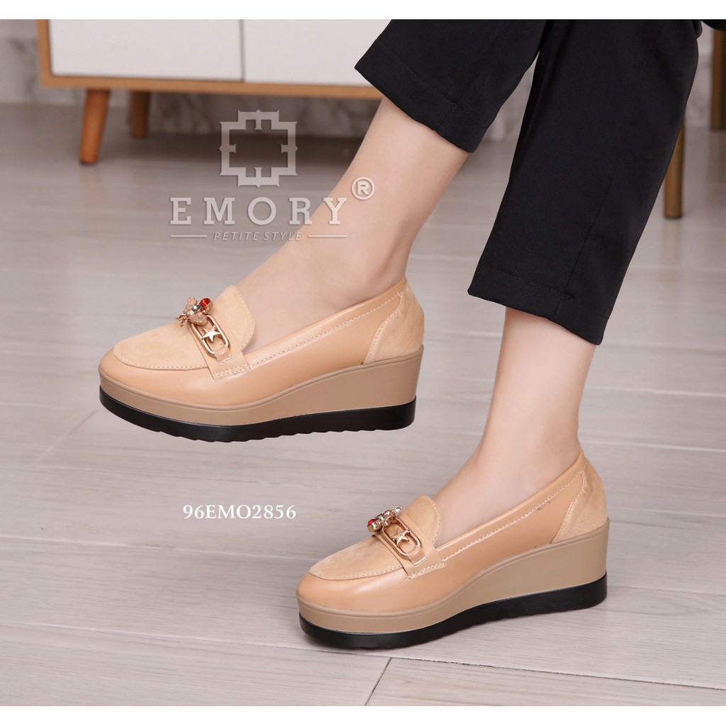 IMPORT ORIGINAL EMORY Yuta 96EMO2856BLX Sepatu wedges shoes wanita cewek batam hitam coklat apricot