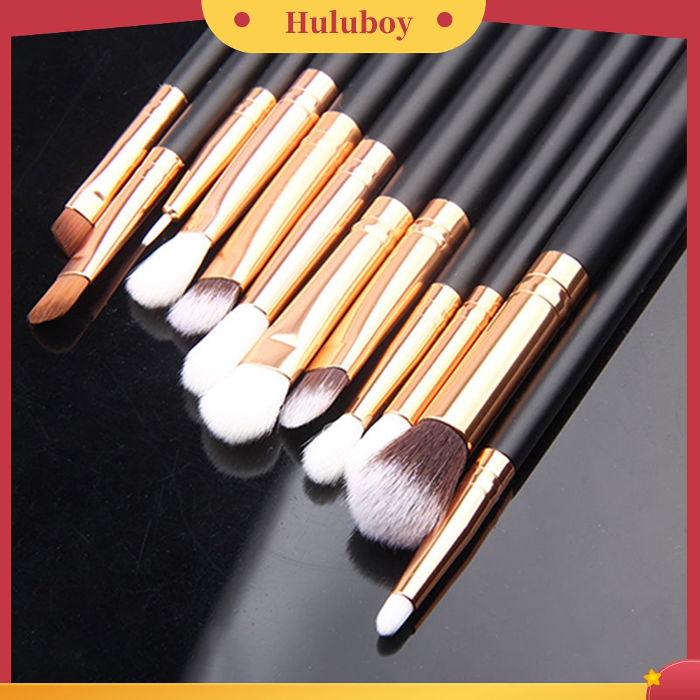 Huluboy Huluboy♡ 12pcs / Set Brush Kosmetik / Makeup Pro Untuk Foundation, Bedak, Eyeshadow, Eyeliner, Bibir