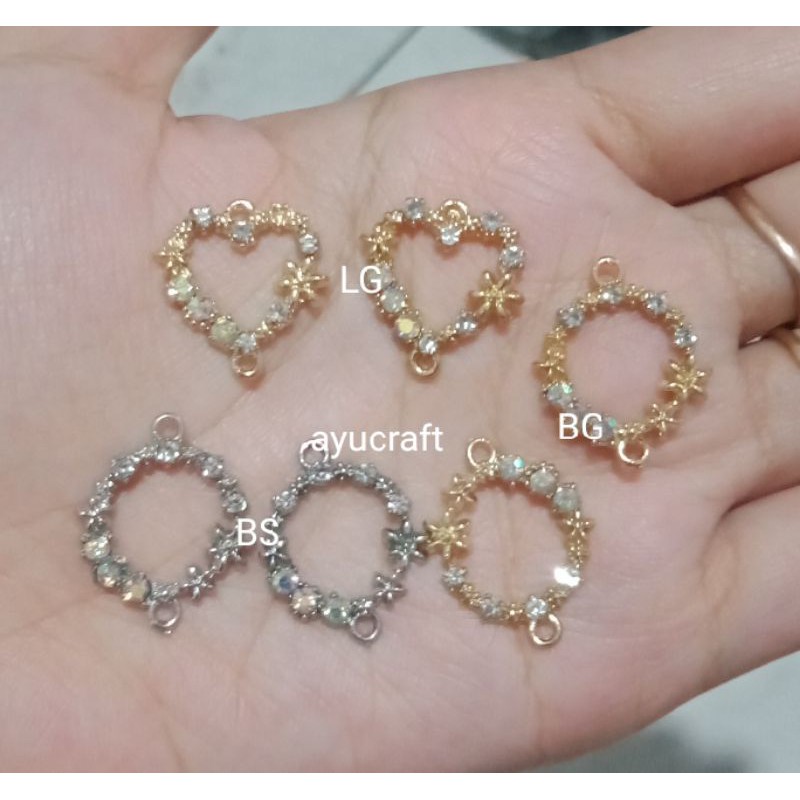 Konekto bulat dan love gold dan silver 12pcs