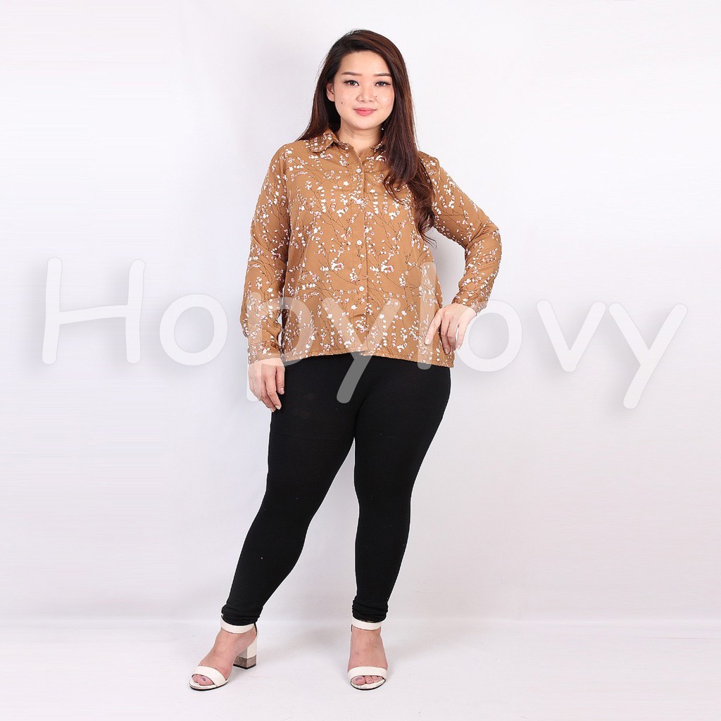 HOPYLOVY - Kemeja Lengan Panjang Monalisa Ukuran Jumbo Sakura Premium