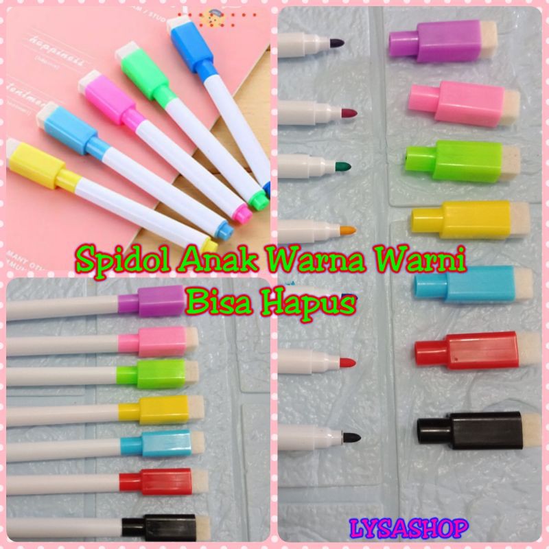 

LYSASHOP - SPIDOL ANAK BISA HAPUS DIHAPUS WARNA PENA PULPEN GAMBAR TULIS WIPE N CLEAN MARKER
