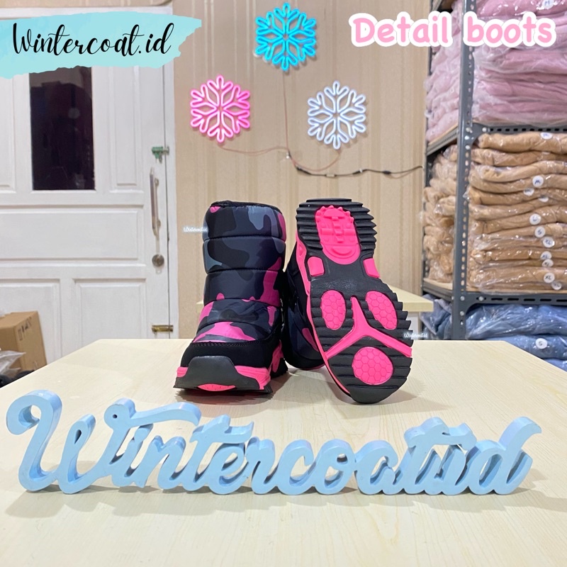 READY INDONESIA Snow Boots winter Kids children sepatu musim dingin waterproof anak cowok army