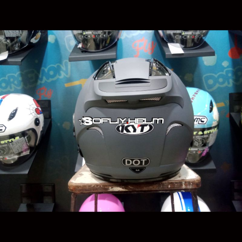 HELM KYT GALAXY FLAT R SOLID GREY MATT DOUBLE VISOR HELM KYT GALAXY FLAT R GREY DOFF HALF FACE-4