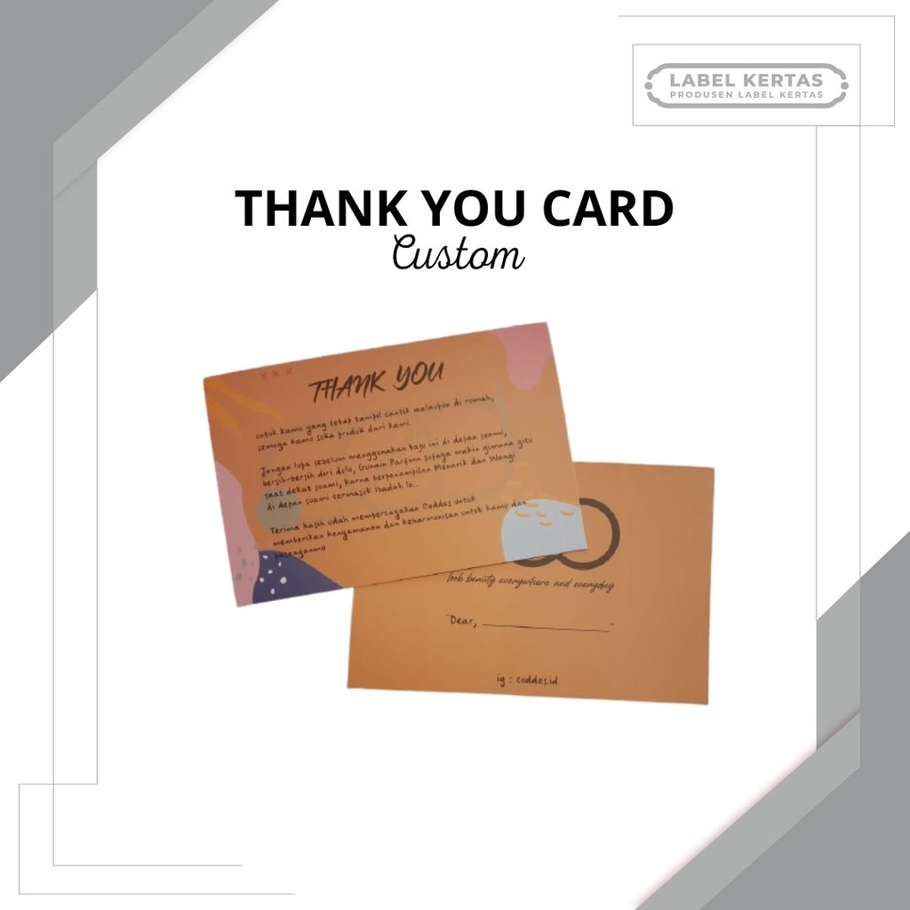 

LABEL KERTAS | THANK YOU CARD CUSTOM | KARTU UCAPAN TERIMAKASIH