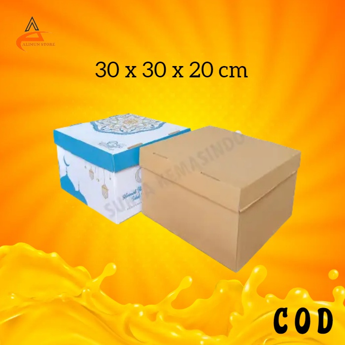 

Box 30x30x20 cm kardus kerdus set top bot Heebe karton polos hampers boneka kue ulang tahun tart buah puding oleh oleh kado aksesoris