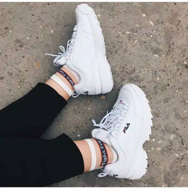 Sepatu Fila White Ladies Sneakers Fashion Cewe Cewe Sport 