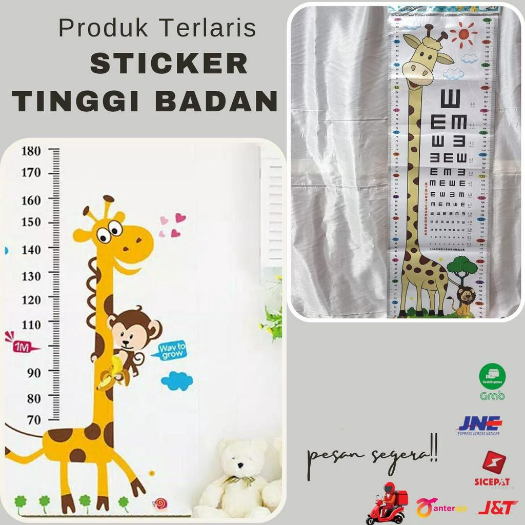 PROMO MENARIK|BEST SELLER|Pengukur Tinggi badan Animals Jerapah Gajah Monyet Panda|L STICKER PENGUKU