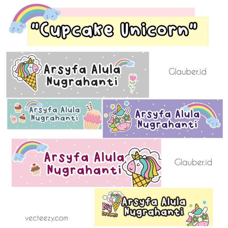 

Stiker Nama Custom Waterproof Lucu Label Nama