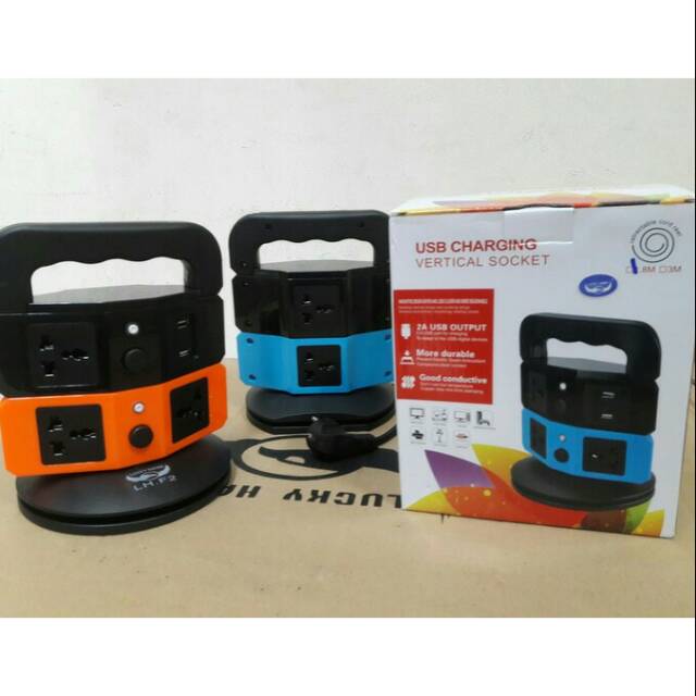 Colokan Listrik Vertical Socket 2 Tingkat Usb Charger